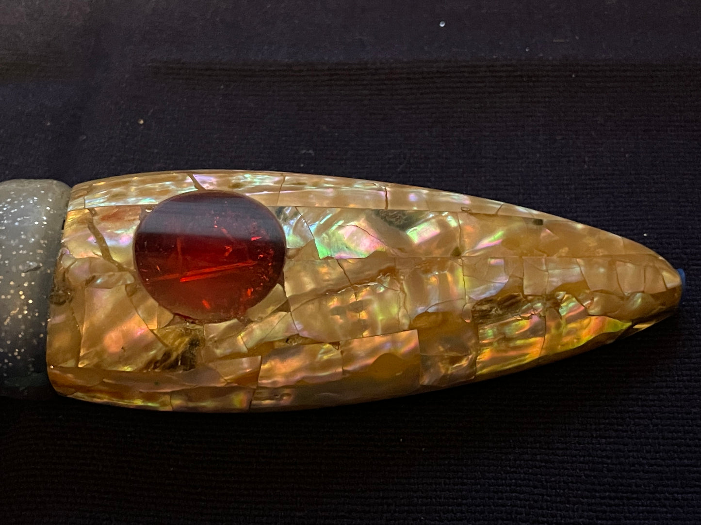 Japanese Raden Lure. Big Game Lure,Tuna ,Flat Head 12" 2 Hole jet mother of pearl.