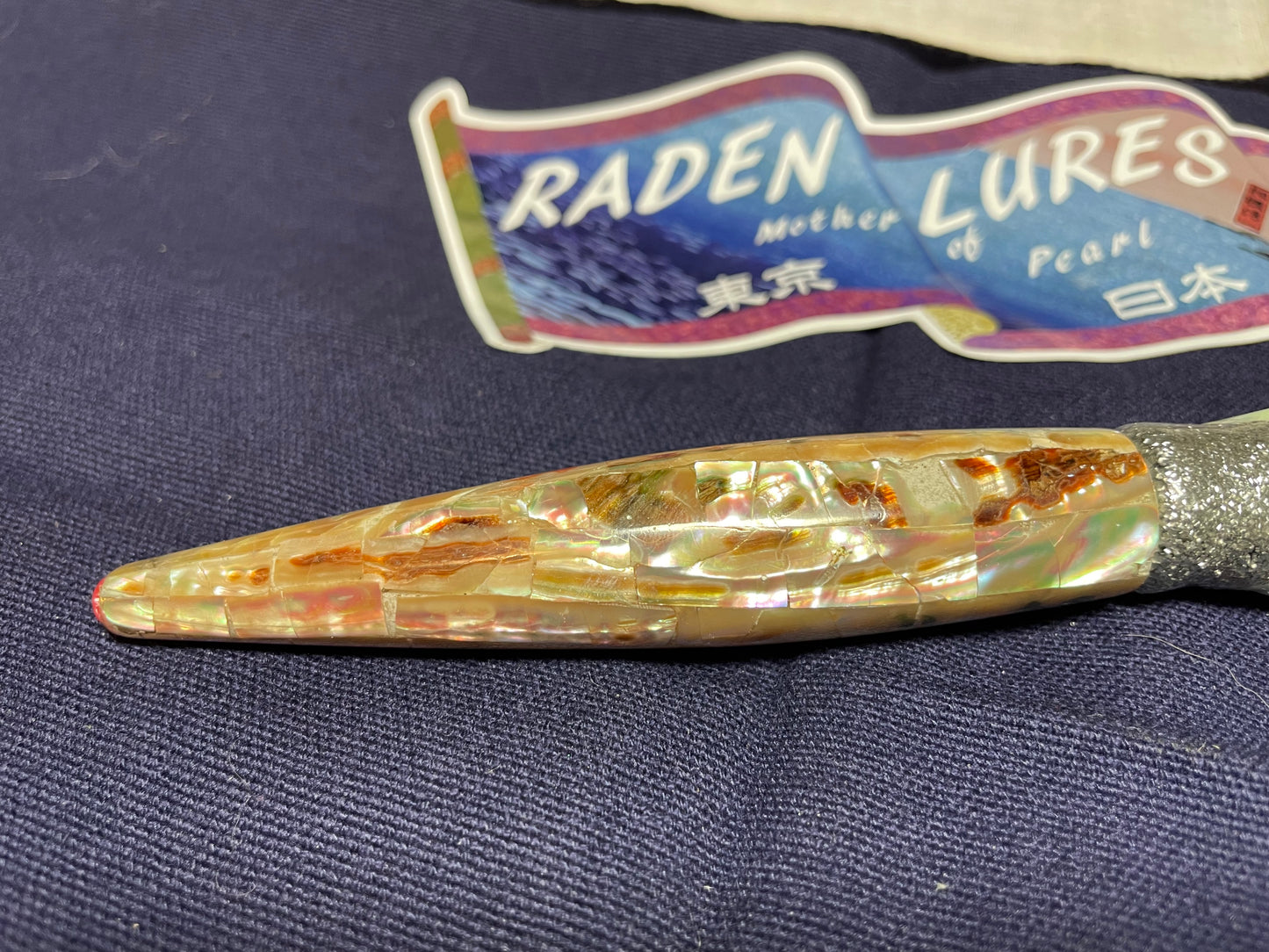 Japanese Raden Lure. Big Game Lure,Tuna ,9 in long head mother of pearl.