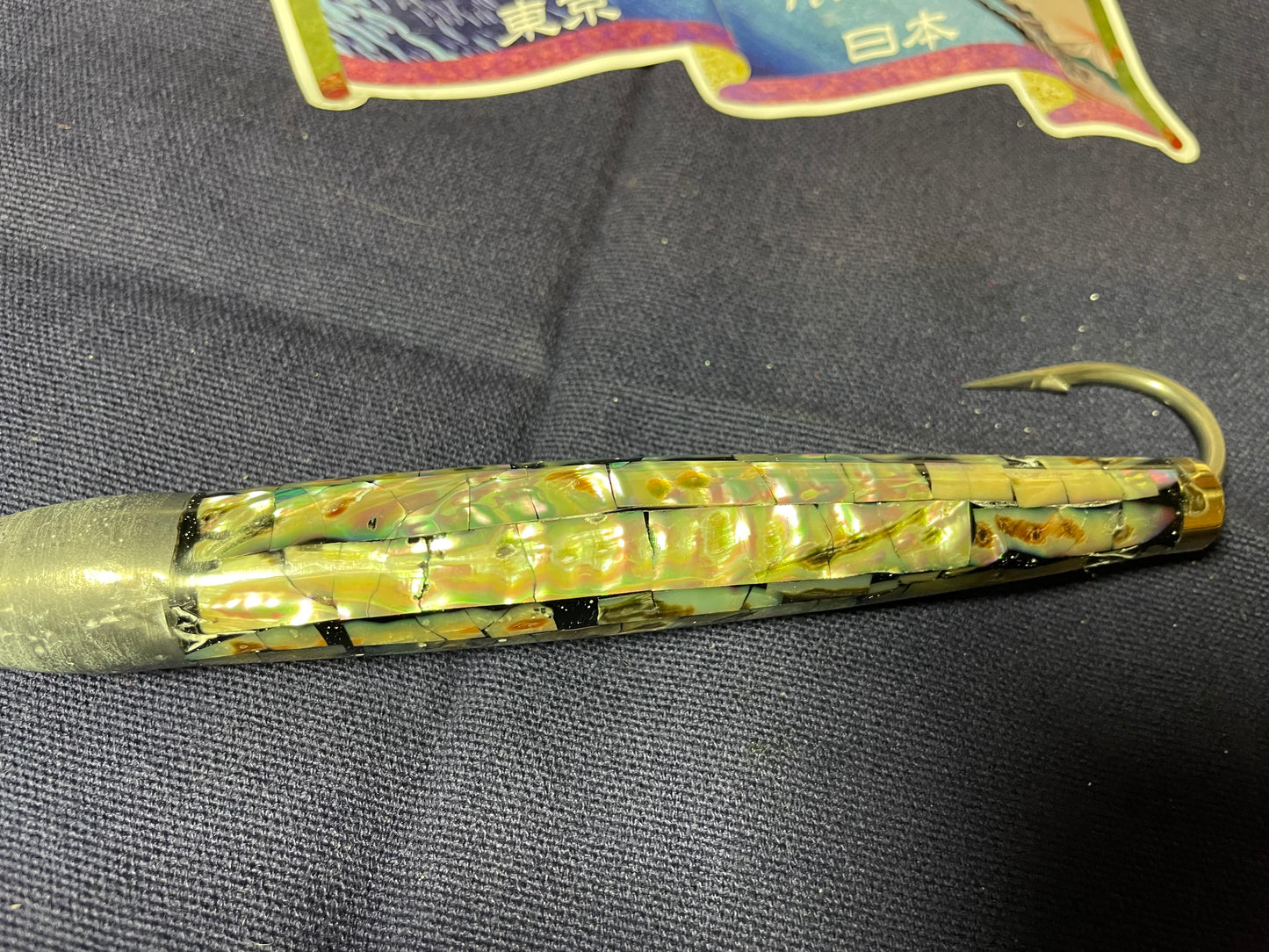 Japanese Raden Lure. Big Game Lure,Tuna ,6 in Cedar Plug mother of pearl.