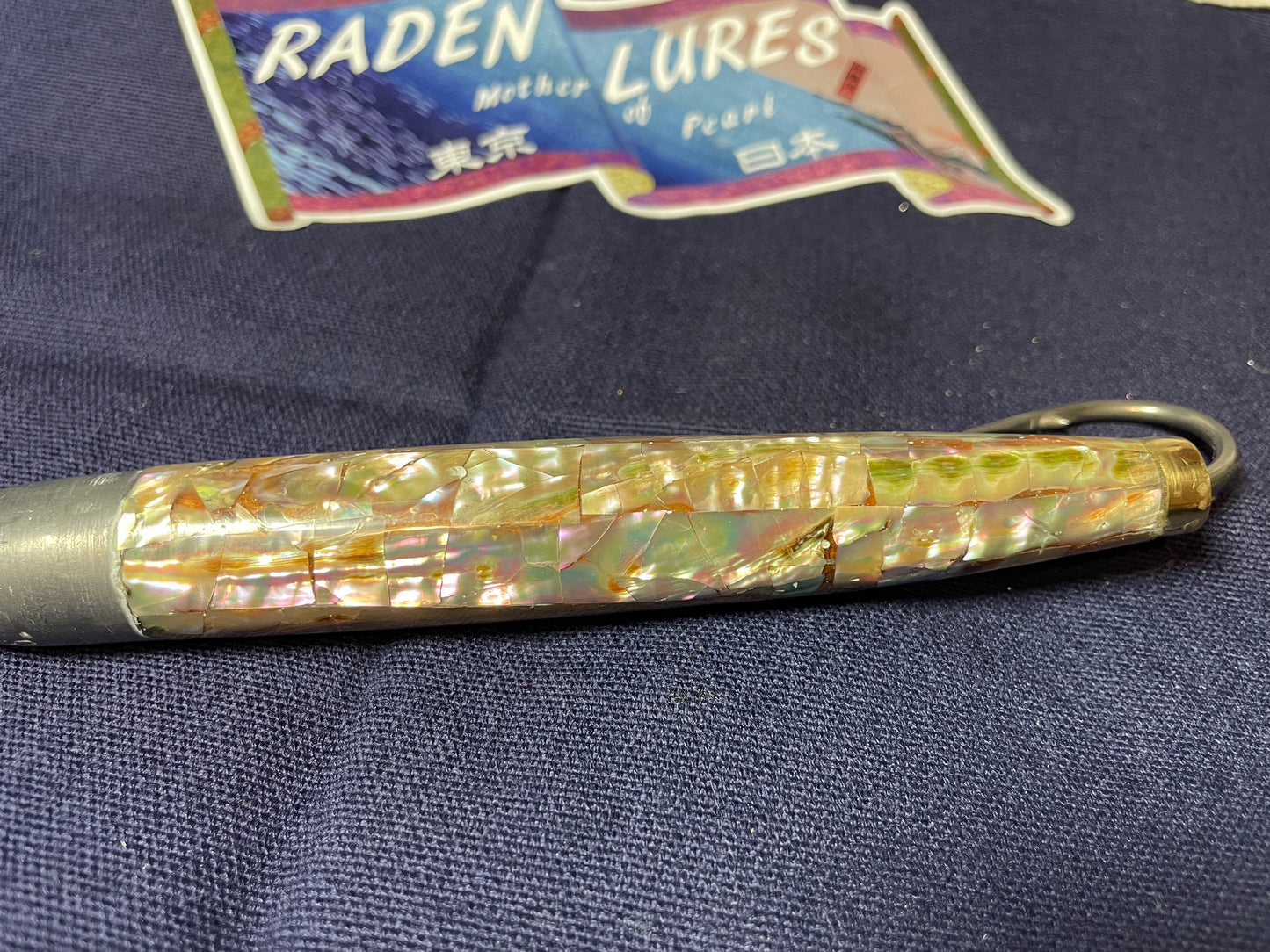 Japanese Raden Lure. Big Game Lure,Tuna ,6 in Cedar Plug mother of pearl.