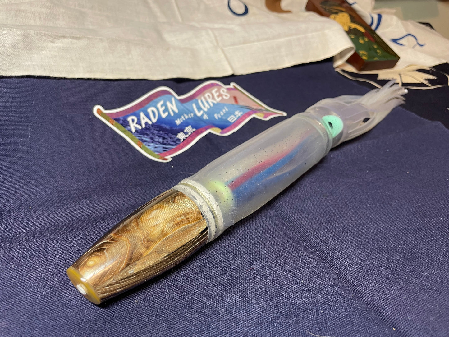 Japanese Raden Lure. Big Game Lure,Tuna ,15 " Rainbow Coral Squid
