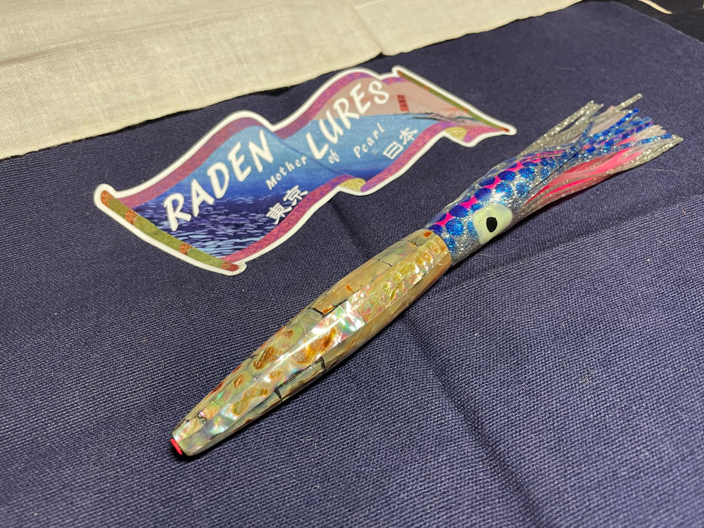 Japanese Raden Lure. Big Game Lure,Tuna ,9 in long head mother of pearl.