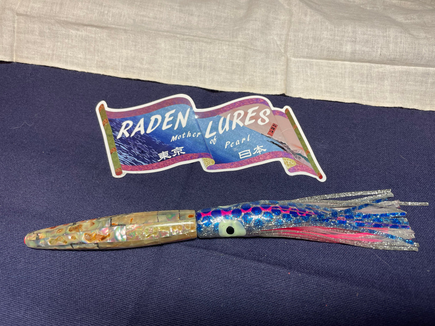 Japanese Raden Lure. Big Game Lure,Tuna ,9 in long head mother of pearl.
