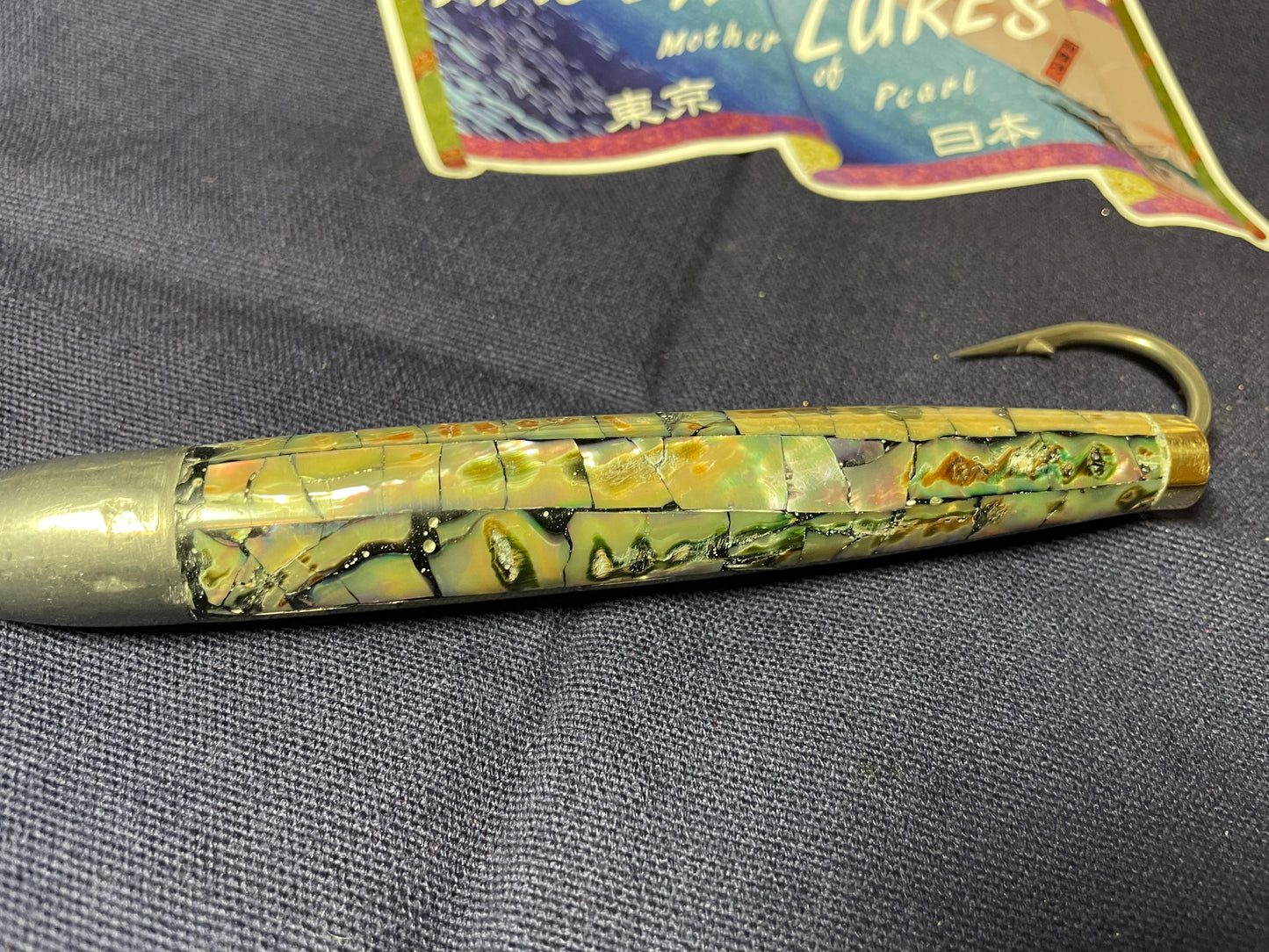 Japanese Raden Lure. Big Game Lure,Tuna ,6 in Cedar Plug mother of pearl.