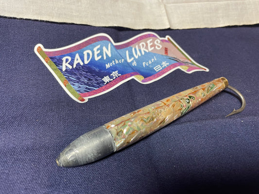 Japanese Raden Lure. Big Game Lure,Tuna ,6 in Cedar Plug mother of pearl.
