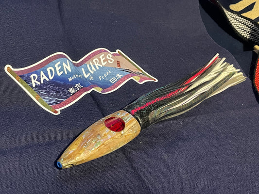 Japanese Raden Lure. Big Game Lure,Tuna ,Flat Head 12" 2 Hole jet  mother of pearl.