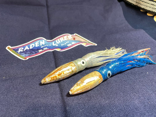 Japanese Raden Lure. Big Game Lure,Tuna ,6 in Squid 2 pieces mother of pearl.